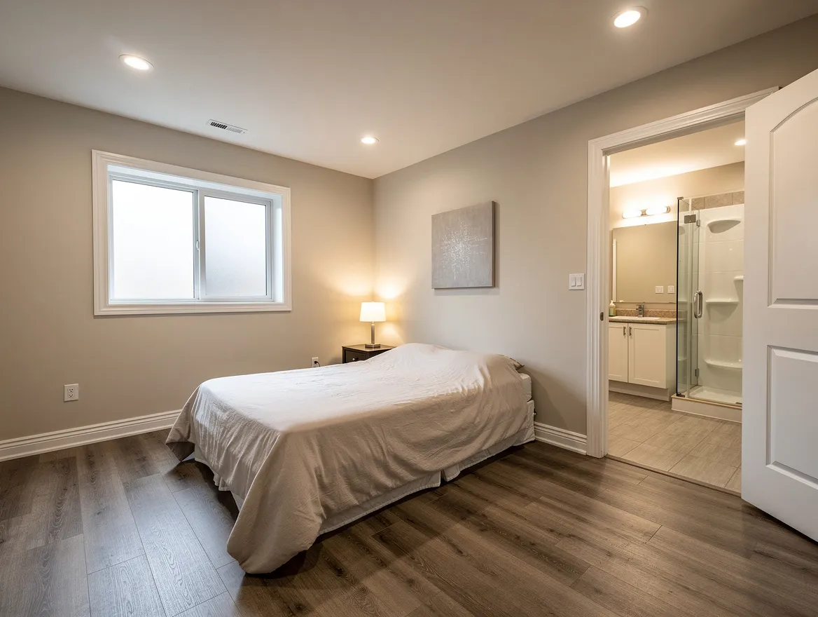 Basement with Bedroom & Bathroom — pre-rendered mockup
