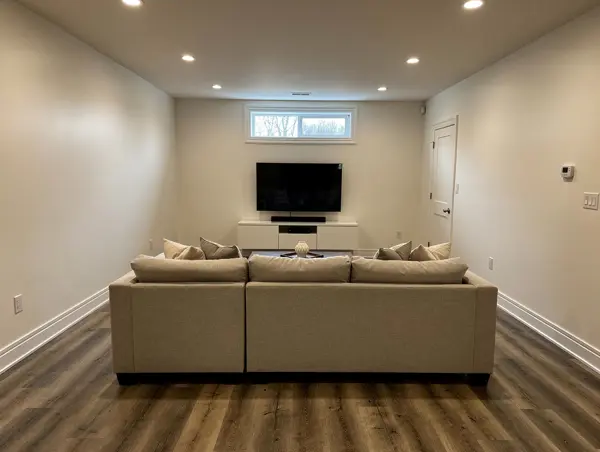 Open-Concept Basement Development — rendered mockup